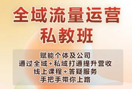 全域流量运营操盘课，赋能个体及公司通过全域+私域打通提升营收-21资源库