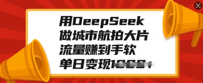 用DeepSeek做城市航拍大片，流量赚到手软，单日变现多张-21资源库