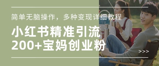 小红书混剪日引200+宝妈创业粉，简单无脑操作，多种变现详细教程-21资源库