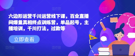 六边形运营千川运营线下课，百业直播间爆量真相终点训练营，单品起号，主播培训，千川打法，过款等-21资源库