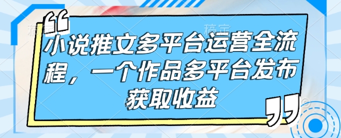 小说推文多平台运营全流程，一个作品多平台发布获取收益-21资源库
