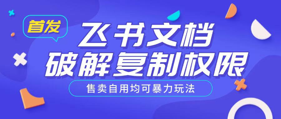 首发飞书文档破解复制权限，售卖自用均可暴力玩法-21资源库