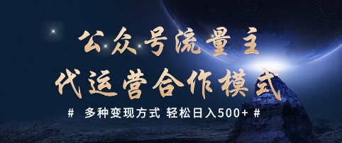 公众号流量主代运营  多种变现方式 轻松日入5张【揭秘】-21资源库