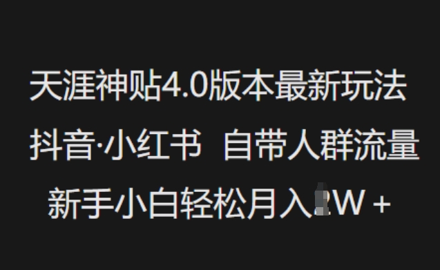 天涯神贴4.0版本最新玩法，抖音·小红书自带人群流量，新手小白轻松月入过W-21资源库