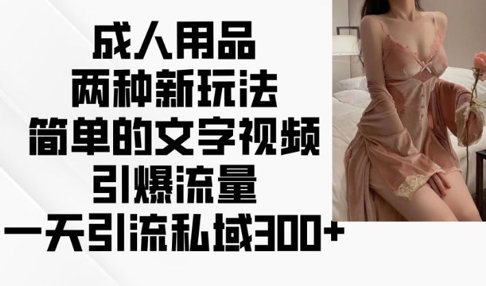 成人用品两种新玩法，简单的文字视频引爆流量，一天引流私域300+-21资源库