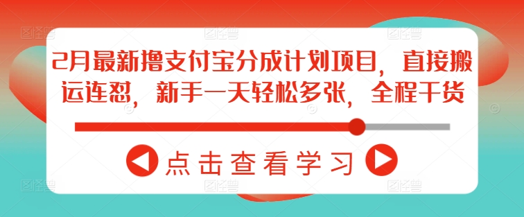 2月最新撸支付宝分成计划项目，直接搬运连怼，新手一天轻松多张，全程干货-21资源库