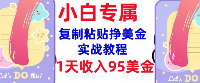 复制粘贴挣美金，0门槛，1天收入95美刀，3分钟学会，内部教程(首次公开)-21资源库