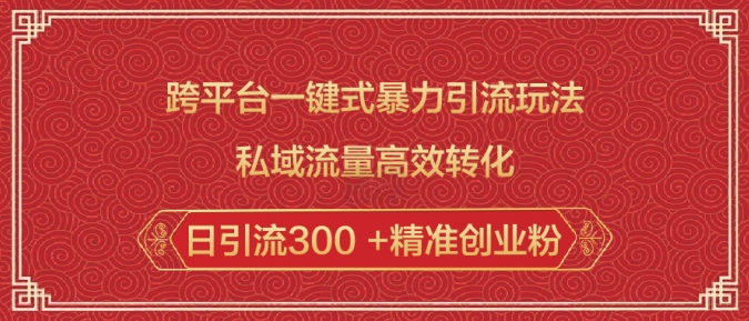跨平台一键式暴力引流玩法，私域流量高效转化日引流300 +精准创业粉-21资源库