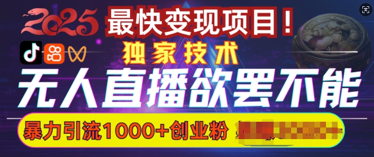 欲罢不能的无人直播引流，超暴力日引流1000+高质量精准创业粉-21资源库