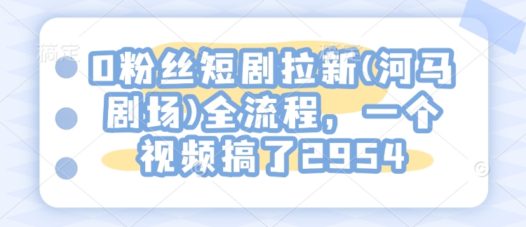 0粉丝短剧拉新(河马剧场)全流程，一个视频搞了2954-21资源库