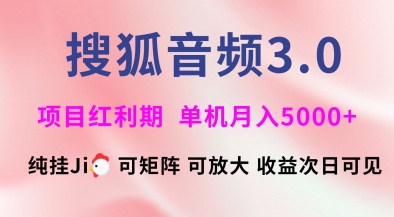 搜狐音频挂ji3.0.可矩阵可放大，独家技术，稳定月入5000+【揭秘】-21资源库