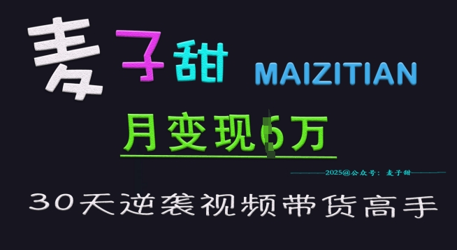 麦子甜30天逆袭视频带货高手，单月变现6W加特训营-21资源库