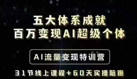 五大体系成就百万变现AI超级个体- AI流量变现特训营，一步一步教你一个人怎么年入百W-21资源库