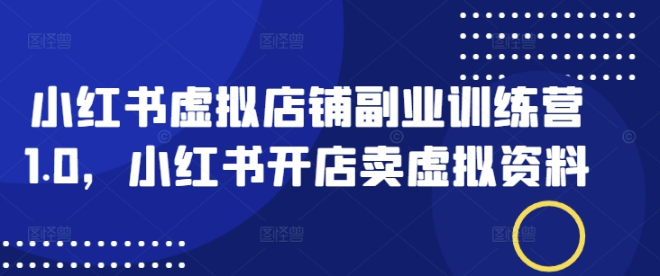 小红书虚拟店铺副业训练营1.0，小红书开店卖虚拟资料-21资源库