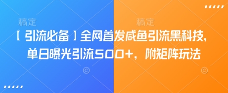【引流必备】全网首发咸鱼引流黑科技，单日曝光引流500+，附矩阵玩法【揭秘】-21资源库