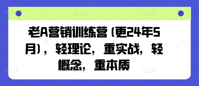 老A营销训练营(更25年3月)，轻理论，重实战，轻概念，重本质-21资源库