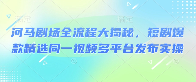 河马剧场全流程大揭秘，短剧爆款精选同一视频多平台发布实操-21资源库