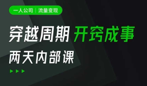一人公司：流量变现课，一人公司的方法模型拆解， 拆解富人思维，流量思维，小老板思维等-21资源库