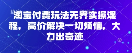 淘宝付费玩法无界实操课程，高价解决一切烦恼，大力出奇迹-21资源库