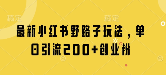 最新小红书野路子玩法，单日引流200+创业粉-21资源库
