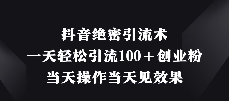 抖音绝密引流术，一天轻松引流100+创业粉，当天操作当天见效果-21资源库