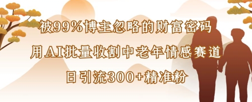 被99%博主忽略的财富密码：用AI批量收割中老年情感赛道，日引流300+精准粉-21资源库