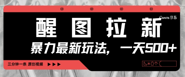 醒图拉新，暴力新玩法，光用手机三分钟制作一条视频，一天轻松5张-21资源库