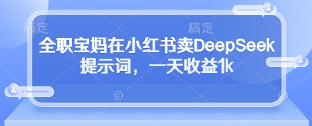 全职宝妈在小红书卖DeepSeek提示词，一天收益1k-21资源库