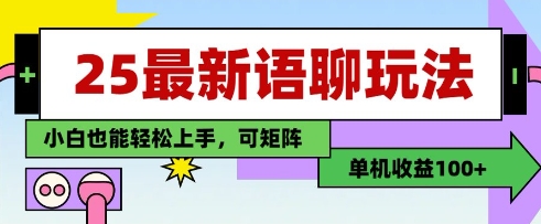 25年最新语聊玩法，纯手工，单机收益100+，小白也能轻松上手，可矩阵操作-21资源库