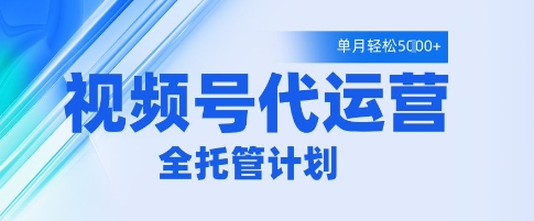 视频号代运营2.0，全程托管招募，单月轻松变现5k【揭秘】-21资源库