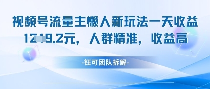 视频号流量主懒人新玩法，一天收益1k，人群精准收益高-21资源库