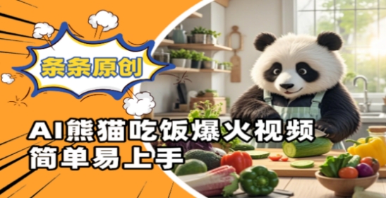 Ai熊猫吃饭爆火视频，条条原创，简单易上手-21资源库