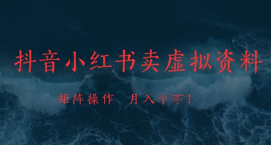 抖音小红书卖虚拟资料，市场需求一直存在，矩阵操作，月入1w+-21资源库