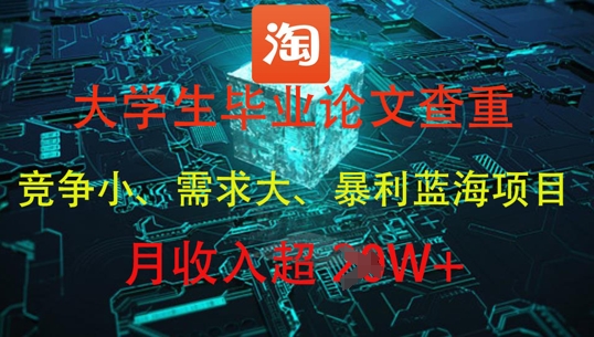 大学生毕业论文查重，暴利蓝海项目，月收入过1W+-21资源库