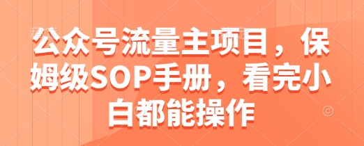 公众号流量主项目，保姆级SOP手册，看完小白都能操作-21资源库