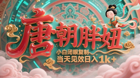 用AI克隆“唐朝胖妞”日更3条，平台疯狂推流，小白闭眼复制，当天见效，日入1k+-21资源库