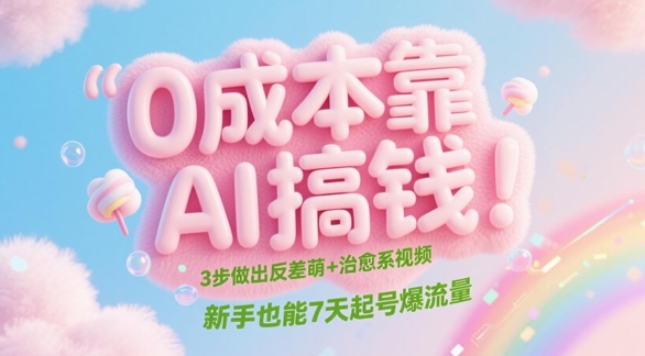 0成本靠AI搞钱！3步做出反差萌+治愈系视频，新手也能7天起号爆流量-21资源库