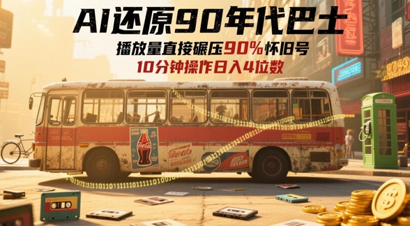 AI还原90年代巴士，一帧就让70后泪崩，播放量直接碾压90%怀旧号，每天操作十分钟，日入四位数-21资源库