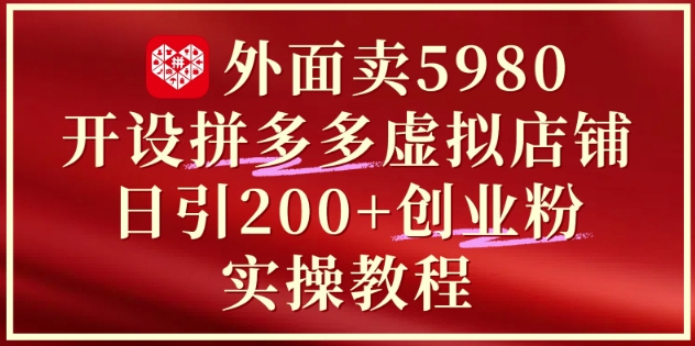 外面卖5980开设拼多多虚拟店铺：单日引流200+创业付费粉实战教程-21资源库