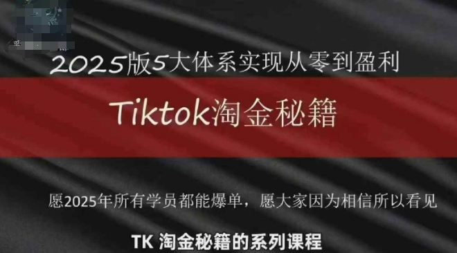 TikTok跨境2025淘金秘籍，​2025TikTok从0到盈利变现-21资源库