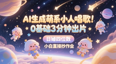 AI生成萌系小人唱歌，0基础3分钟出片，28个作品涨粉8.9W，单条最高19W赞，日入四位数，小白直接抄作业-21资源库