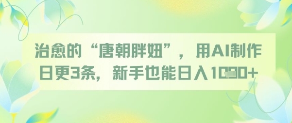 治愈的“唐朝胖妞”，用AI制作日更3条，新手也能日入多张-21资源库