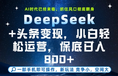 DeepSeek+头条变现，保姆级教学，小白轻松上手，日入8张+【揭秘】-21资源库