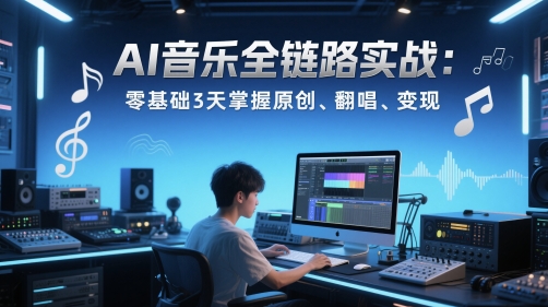 AI音乐全链路实战变现课：零基础3天掌握原创、翻唱、变现-21资源库