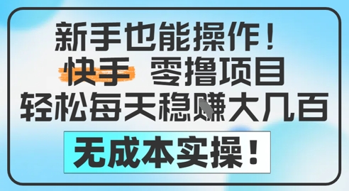 新手也能操作，快手零撸挣米，轻松每天挣2-5张，完全无成本-21资源库