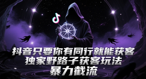 抖音只要你有同行就能获客，独家野路子获客玩法，暴力截流【揭秘】-21资源库