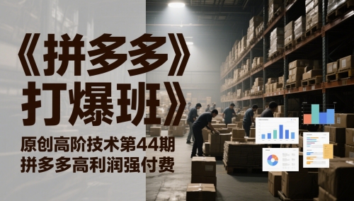 《拼多多打爆班》原创高阶技术第44期，拼多多高利润强付费-21资源库