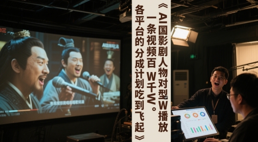 AI三国影视剧人物对口型唱歌玩法，一条视频百W千W播放，各平台的分成计划吃到飞起-21资源库