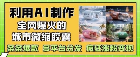 利用AI制作全网爆火的城市微缩胶囊，条条爆款， 多平台分发，疯狂涨粉变现-21资源库
