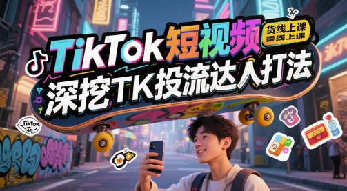 TikTok短视频带货线上课，深挖TK投流达人打法-21资源库